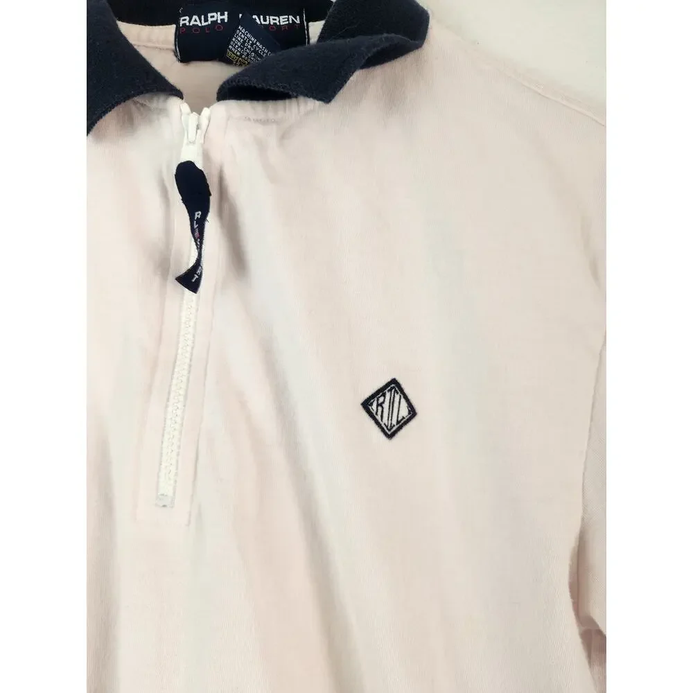 Ralph Lauren Polo Sport 1/4 Zip White/Pink Shirt Short Sleeve Men Size Medium